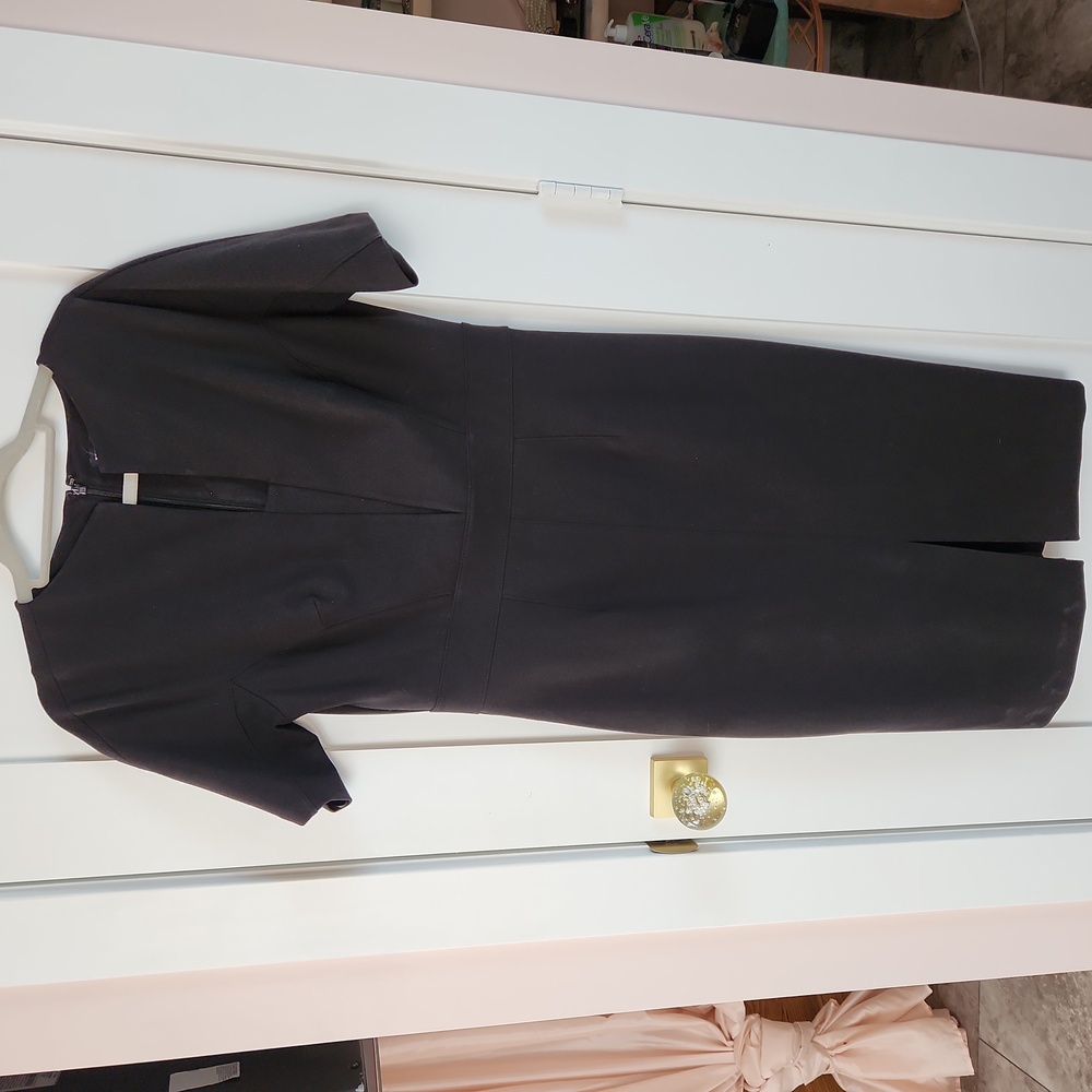 White House Black Market Black MIDI Elbow Length Sleeves Pencil Dress 14 Career